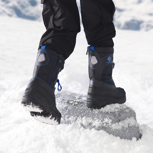 Kids Waterproof Shell Bottom Snow Boots - BLACK GREY ROYAL - 1